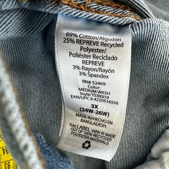 TERRA SKY Womens Jacket 3X Denim Oversized Stretch Distressed Pockets Casual - Picture 10 of 14